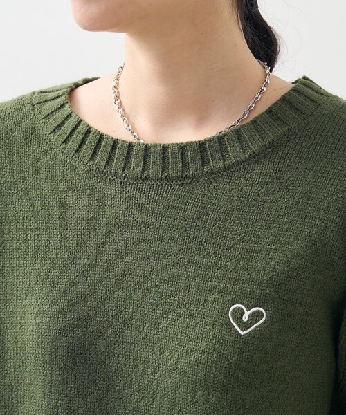 FREAK'S STORE（フリークスストア）の「ワンポイント ハート ベーシックニットプルオーバー（ニット/セーター・レディース・レッド/ブラック/オフホワイト/オリーブ・ﾌﾘ-）」の13枚目の写真
