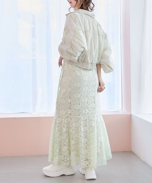 MAJESTIC LEGON(マジェスティックレゴン)の「ラインショートブルゾン(ブルゾン・レディース・グレー/アイボリー/ピンク・MEDIUM)」の7枚目の写真