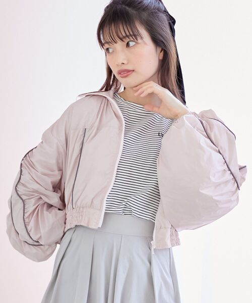 MAJESTIC LEGON(マジェスティックレゴン)の「ラインショートブルゾン(ブルゾン・レディース・グレー/アイボリー/ピンク・MEDIUM)」の21枚目の写真