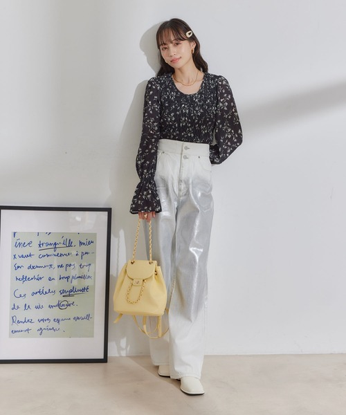 VIS（ビス）の「折り返しフレア箔デニム（デニムパンツ・レディース・ホワイト系その他5/ブルー系その他6・S/M）」の5枚目の写真