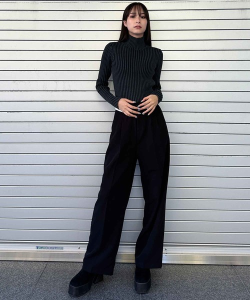 ENVYM（アンビー）の「ブリーチ加工リブニット（ニット/セーター・レディース・ブラウン/ブラック・FREE）」の13枚目の写真