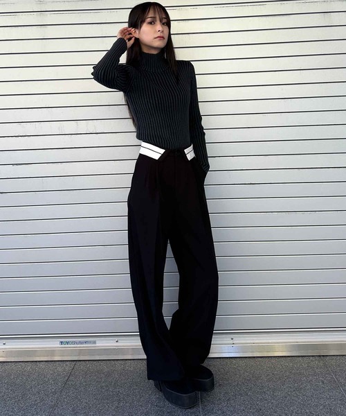 ENVYM（アンビー）の「ブリーチ加工リブニット（ニット/セーター・レディース・ブラウン/ブラック・FREE）」の11枚目の写真