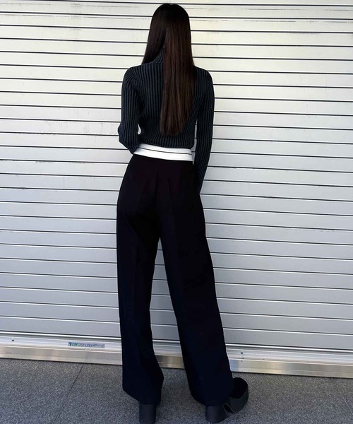 ENVYM（アンビー）の「ブリーチ加工リブニット（ニット/セーター・レディース・ブラウン/ブラック・FREE）」の9枚目の写真