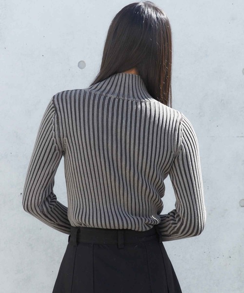 ENVYM（アンビー）の「ブリーチ加工リブニット（ニット/セーター・レディース・ブラウン/ブラック・FREE）」の10枚目の写真