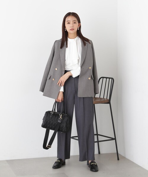 N.(N. Natural Beauty Basic)(エヌエヌナチュラルビューティーベーシック)の「◆フリルタイロングスリーブブラウス(シャツ/ブラウス・レディース・ネイビー/オフホワイト/ブルー/ドット/イエロー・MEDIUM)」の6枚目の写真