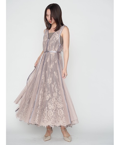 FRAY I.D（フレイアイディー）の「メッシュレースレイヤードドレス（ドレス・レディース・パープル/ブラック/ピンクベージュ・0/1）」の6枚目の写真