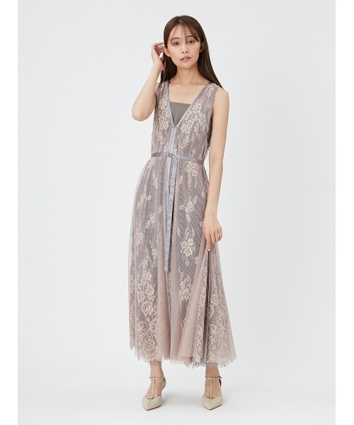 FRAY I.D（フレイアイディー）の「メッシュレースレイヤードドレス（ドレス・レディース・パープル/ブラック/ピンクベージュ・0/1）」の20枚目の写真