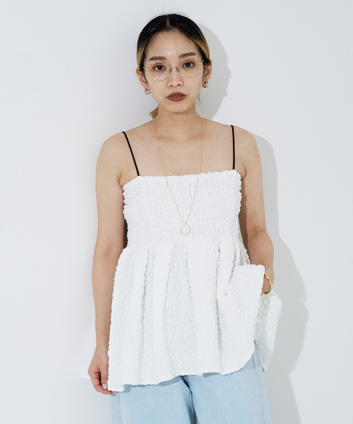 NOMINE(ノミネ)の「ふくれ ジャガード ビスチェ キャミソール(キャミソール・レディース・ホワイト/ボルドー/ブラック・フリー)」の9枚目の写真