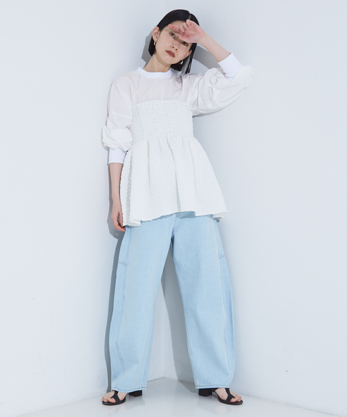 NOMINE(ノミネ)の「ふくれ ジャガード ビスチェ キャミソール(キャミソール・レディース・ホワイト/ボルドー/ブラック・フリー)」の20枚目の写真