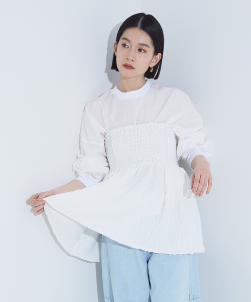 NOMINE(ノミネ)の「ふくれ ジャガード ビスチェ キャミソール(キャミソール・レディース・ホワイト/ボルドー/ブラック・フリー)」の17枚目の写真