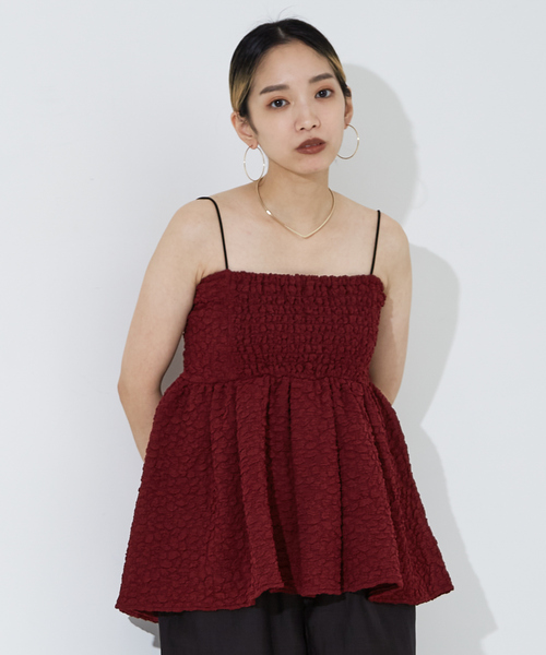 NOMINE(ノミネ)の「ふくれ ジャガード ビスチェ キャミソール(キャミソール・レディース・ホワイト/ボルドー/ブラック・フリー)」の11枚目の写真