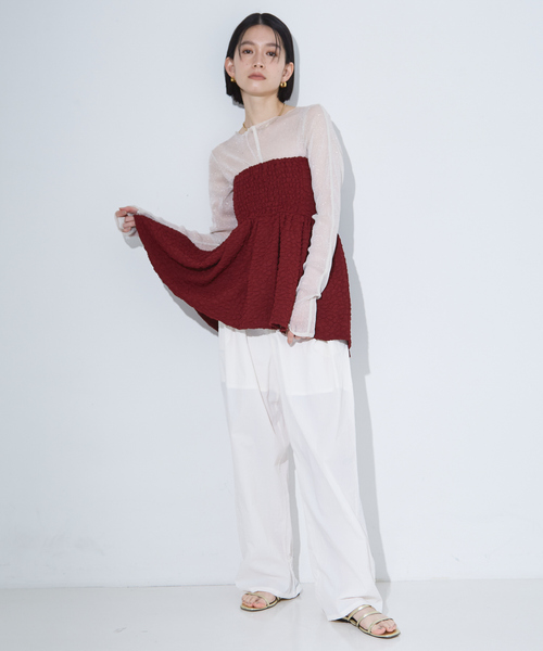 NOMINE(ノミネ)の「ふくれ ジャガード ビスチェ キャミソール(キャミソール・レディース・ホワイト/ボルドー/ブラック・フリー)」の8枚目の写真