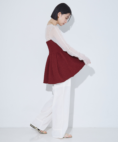 NOMINE(ノミネ)の「ふくれ ジャガード ビスチェ キャミソール(キャミソール・レディース・ホワイト/ボルドー/ブラック・フリー)」の13枚目の写真