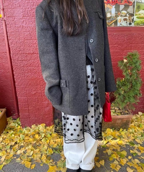 DIAVEL（ディアベル）の「裾レース　ドット柄チュールスカート（スカート・レディース・ブラック/ホワイト・M）」の2枚目の写真