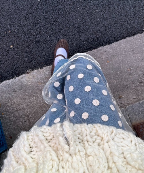 DIAVEL（ディアベル）の「裾レース　ドット柄チュールスカート（スカート・レディース・ブラック/ホワイト・M）」の10枚目の写真