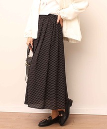 【L~5L 大きいサイズ】ドットプリント タック ギャザー スカート