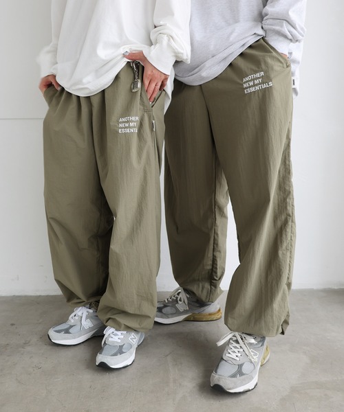 ANME（アンメ）の「【新色・新サイズ追加】ANMEロゴナイロンワイドパンツ【接触冷感/UVカット(UPF50＋)/撥水加工】（その他パンツ・レディース・ライトカーキ/ブラック/グレー/ネイビー/チャコールグレー/ブラウン・M/L/XL/XXL/S）」の5枚目の写真