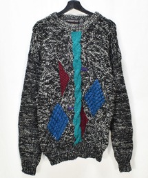 VINTAGE - 古着　ヴィンテージ　vintage ニット　デザインニット　カラフル　派手 Vintage red × multi color bijou knit tops ( ヴィンテージ