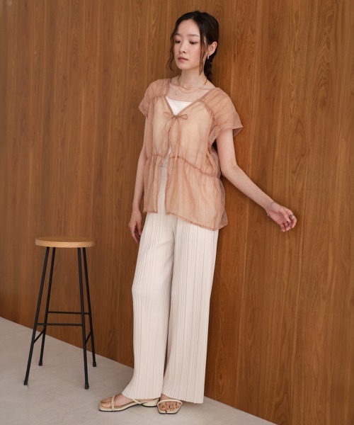 Bab（バブ）の「【S・M・L サイズ展開】ランダムプリーツパンツ（その他パンツ・レディース・ピンク/ホワイト系その他/ブラック/グレイッシュベージュ・L/M/S）」の5枚目の写真