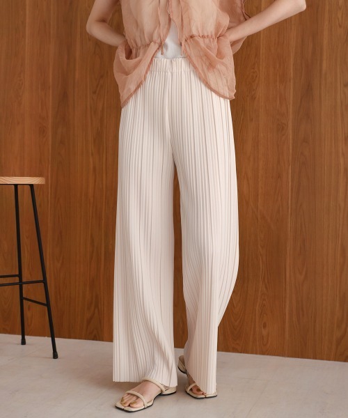 Bab（バブ）の「【S・M・L サイズ展開】ランダムプリーツパンツ（その他パンツ・レディース・ピンク/ホワイト系その他/ブラック/グレイッシュベージュ・L/M/S）」の7枚目の写真