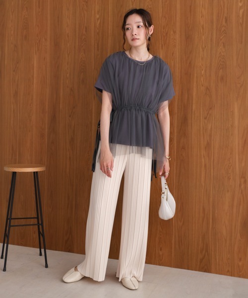 Bab（バブ）の「【S・M・L サイズ展開】ランダムプリーツパンツ（その他パンツ・レディース・ピンク/ホワイト系その他/ブラック/グレイッシュベージュ・L/M/S）」の15枚目の写真