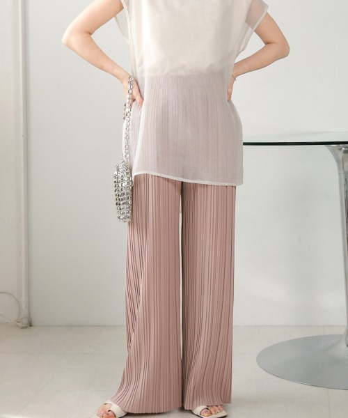 Bab（バブ）の「【S・M・L サイズ展開】ランダムプリーツパンツ（その他パンツ・レディース・ピンク/ホワイト系その他/ブラック/グレイッシュベージュ・L/M/S）」の18枚目の写真