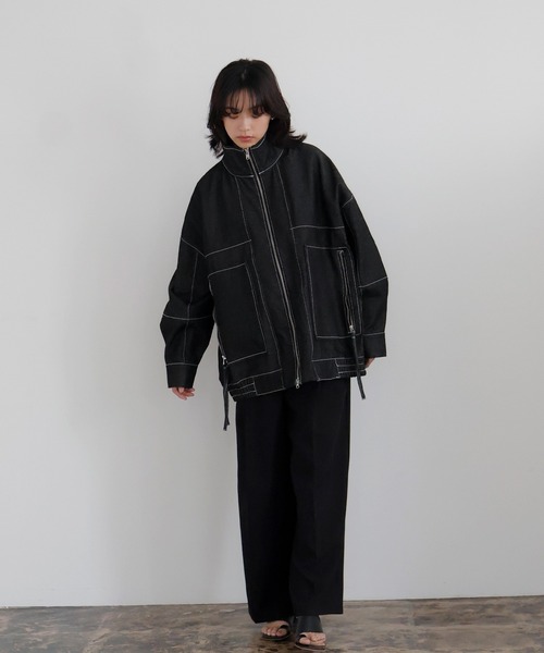 hellam Wジップデニムブルゾン　ブラック　freeサイズ hellam ブルゾン アウター Wジップデニムブルゾン レディース