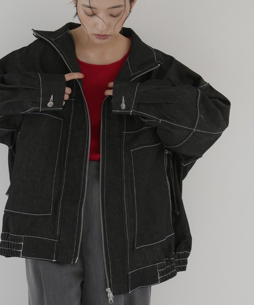 hellam（へラム）の「Wジップデニムブルゾン（ブルゾン・レディース・インディゴブルー/ブラック/グレー/ブルー・FREE）」の14枚目の写真