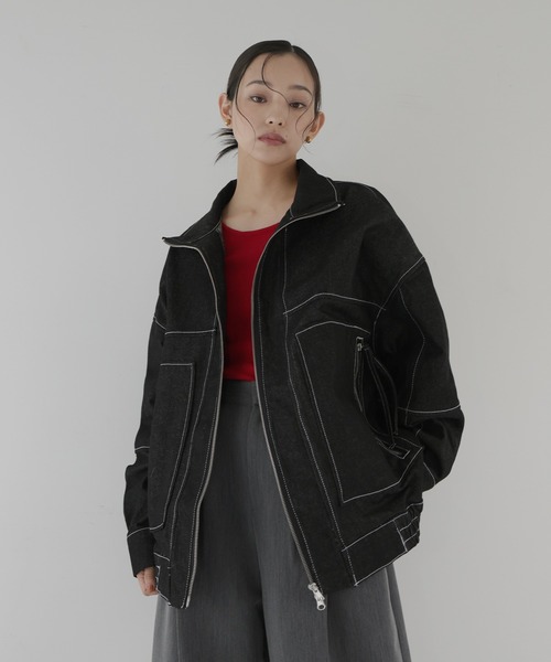 hellam（へラム）の「Wジップデニムブルゾン（ブルゾン・レディース・インディゴブルー/ブラック/グレー/ブルー・FREE）」の11枚目の写真