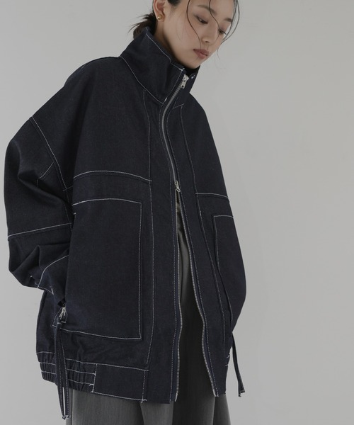 hellam（へラム）の「Wジップデニムブルゾン（ブルゾン・レディース・インディゴブルー/ブラック/グレー/ブルー・FREE）」の8枚目の写真