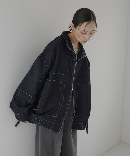 hellam（へラム）の「Wジップデニムブルゾン（ブルゾン・レディース・インディゴブルー/ブラック/グレー/ブルー・FREE）」の6枚目の写真