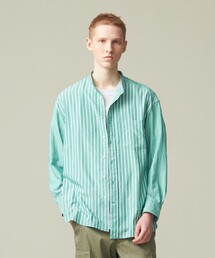 【UNISEX】クレイジーストライプ バンドカラーシャツ