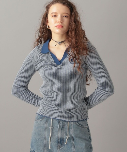 FOREVER 21(フォーエバー トゥエンティーワン)の「【2024SS】襟付きリブニット(ニット/セーター・レディース・ブルー/ブラック/ライトグレー・FREE)」の3枚目の写真