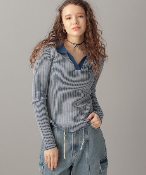 FOREVER 21(フォーエバー トゥエンティーワン)の「【2024SS】襟付きリブニット(ニット/セーター・レディース・ブルー/ブラック/ライトグレー・FREE)」の11枚目の写真