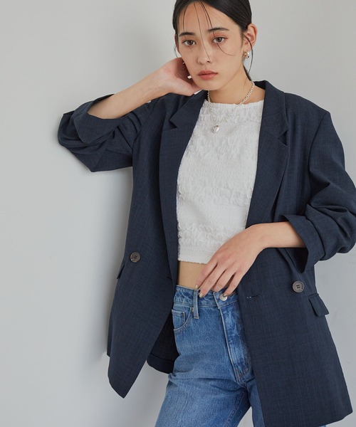 【美品】plage VIS/LINEN DB ジャケット / グレー VIS（ビス）の「美easyテーラードジャケット【洗える
