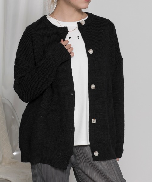 aimoha（アイモハ）の「ゆっとりシルエットカーディガン（カーディガン/ボレロ・レディース・ブラック/グリーン/ベージュ・FREE）」の2枚目の写真