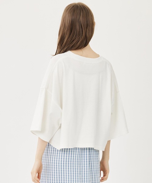MILKFED.（ミルクフェド）の「MILKFED. WIDE S/S TOP（Tシャツ/カットソー・レディース・ベージュ/ネイビー/ブラック/ホワイト・ONE SIZE）」の6枚目の写真