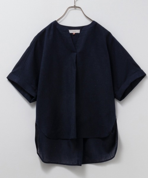 HusHusH（ハッシュアッシュ）の「HusHusH ハッシュアッシュ リネン混スキッパーシャツ（シャツ/ブラウス・レディース・ホワイト/ライトイエロー/ネイビー・L/M/S）」の14枚目の写真