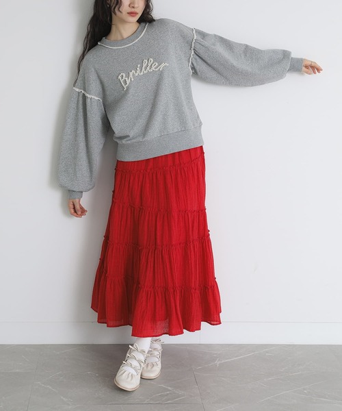 somari imagination（ソマリ イマジネーション）の「シアーティアードスカート（スカート・レディース・レッド/アイボリー・1/2）」の15枚目の写真