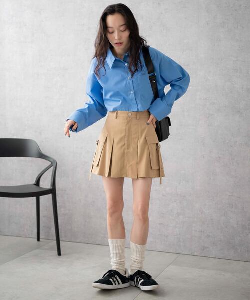 WEGO（ウィゴー）の「WEGO/カーゴチノプリーツスカパン（スカート・レディース・ブラック/ベージュ・FREE）」の10枚目の写真