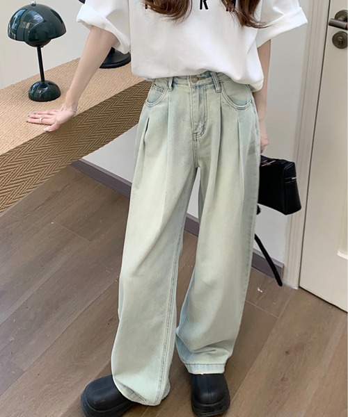FREE STYLISTS(フリー スタイリスト)の「YUGA_YGMC ハイウエスト タックワイドレングスデニムパンツ(デニムパンツ・レディース・ブルー/ライトブルー/ホワイト・L/XL/S/M)」の16枚目の写真