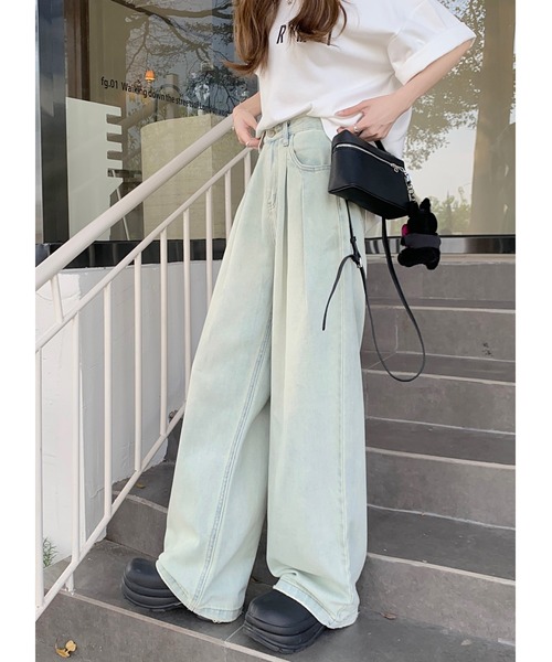 FREE STYLISTS(フリー スタイリスト)の「YUGA_YGMC ハイウエスト タックワイドレングスデニムパンツ(デニムパンツ・レディース・ブルー/ライトブルー/ホワイト・L/XL/S/M)」の14枚目の写真