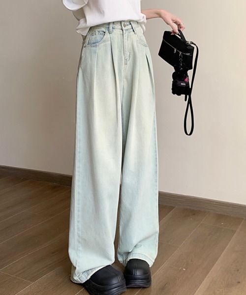 FREE STYLISTS(フリー スタイリスト)の「YUGA_YGMC ハイウエスト タックワイドレングスデニムパンツ(デニムパンツ・レディース・ブルー/ライトブルー/ホワイト・L/XL/S/M)」の19枚目の写真