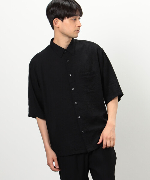 COMME CA ISM（コムサイズム）の「【セットアップ対応】楊柳ワッシャー ５分袖シャツ（シャツ/ブラウス・メンズ・ブラック/キナリ・MEDIUM/LARGE）」の3枚目の写真