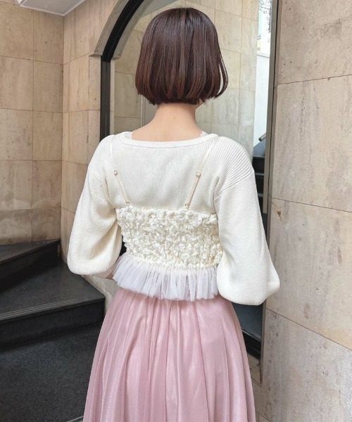 an another angelus(アンアナザーアンジェラス)の「カットフラワーレースビスチェ/ananotherangelus/fint フィント(シャツ/ブラウス・レディース・ピンクベージュ/アイボリー・FREE)」の5枚目の写真