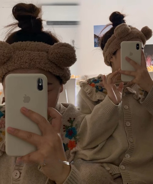 E&C closet…(イーアンドシークローゼット)の「くまちゃん洗顔ヘアバンド(ヘアバンド・レディース・ホワイト/ブラック/ベージュ/ブラウン・FREE)」の7枚目の写真
