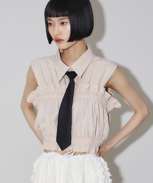 VIOLETTA（ヴィオレッタ）の「ネクタイ付きシャーリングクロップド 