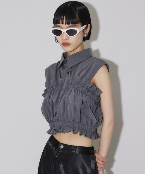 VIOLETTA（ヴィオレッタ）の「ネクタイ付きシャーリングクロップド 