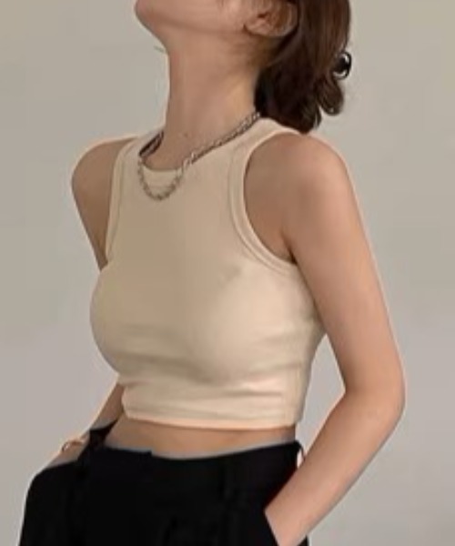 .KOM(ドットコム)の「A'GEM/9 × .kom 『.KOM/ドットケーオーエム』 クロップタンクトップ(タンクトップ・レディース・ホワイト/ブラック/ベージュ・FREE)」の18枚目の写真