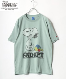 「ユニセックス」FRUIT OF THE LOOM×PEANUTS コラボ スヌーピーヴィンテージキャラクタープリント半袖Tシャツ メンズ レディース